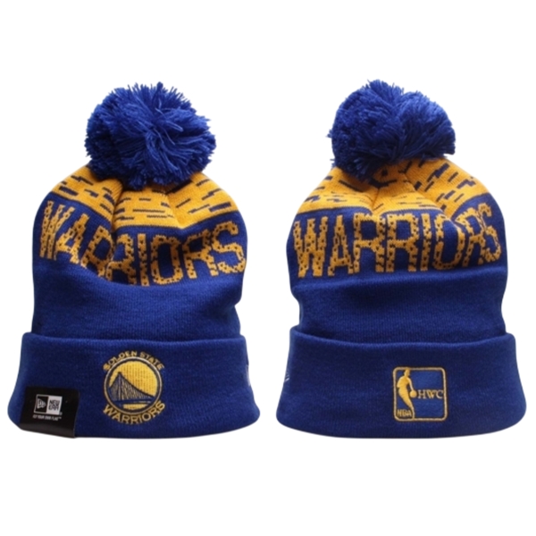 Шапка New Era Royal Golden State Warriors Classic Cuffed Knit Hat with Pom